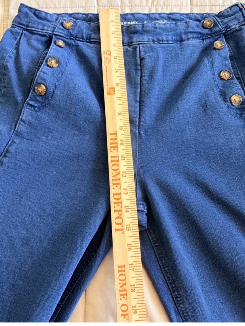 Old Navy High Rise Wide Leg Jeans Sailor Nautical Sz 12 - Picture 4 of 5